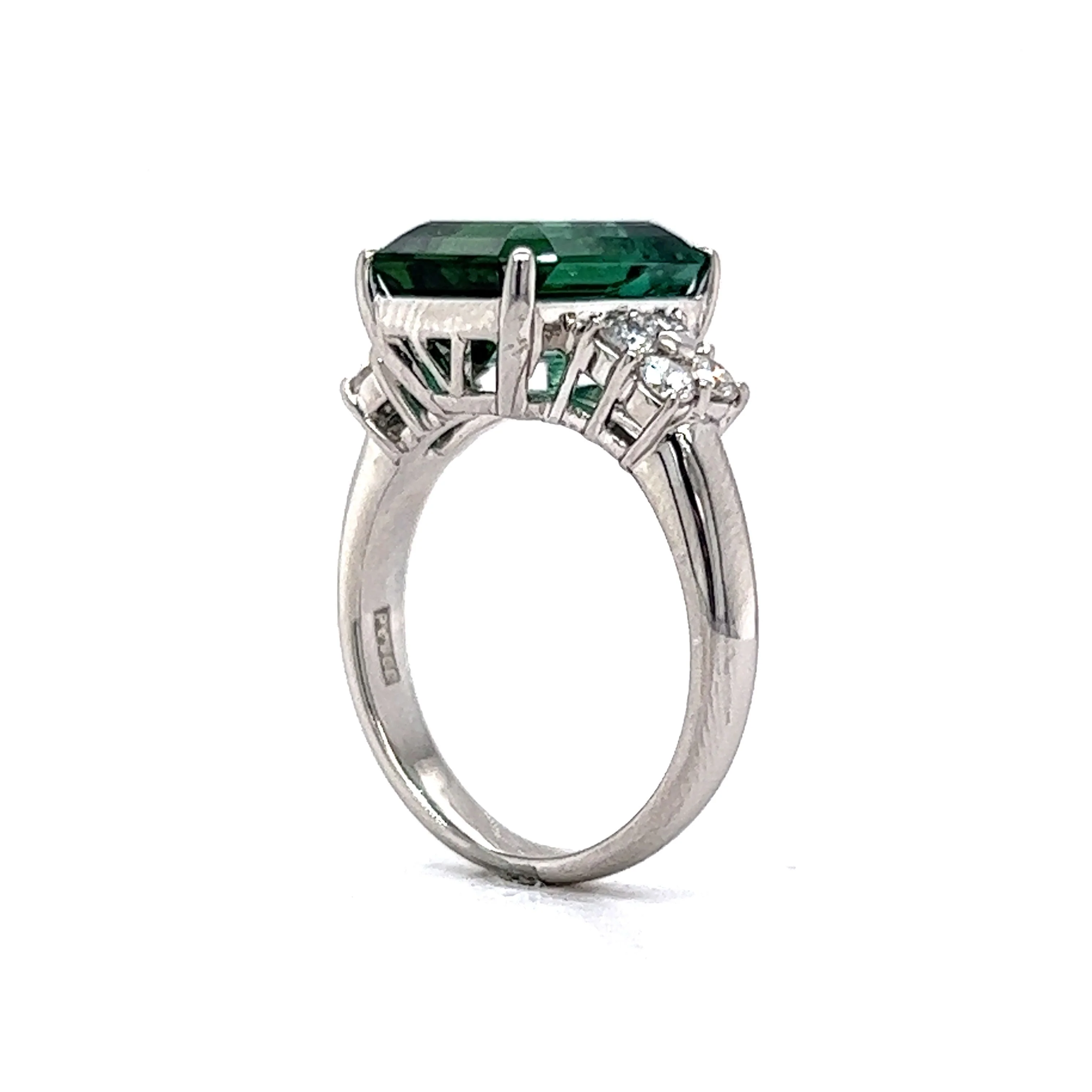 Modern Emerald Cut Tourmaline Cocktail Ring in Platinum - Image 5