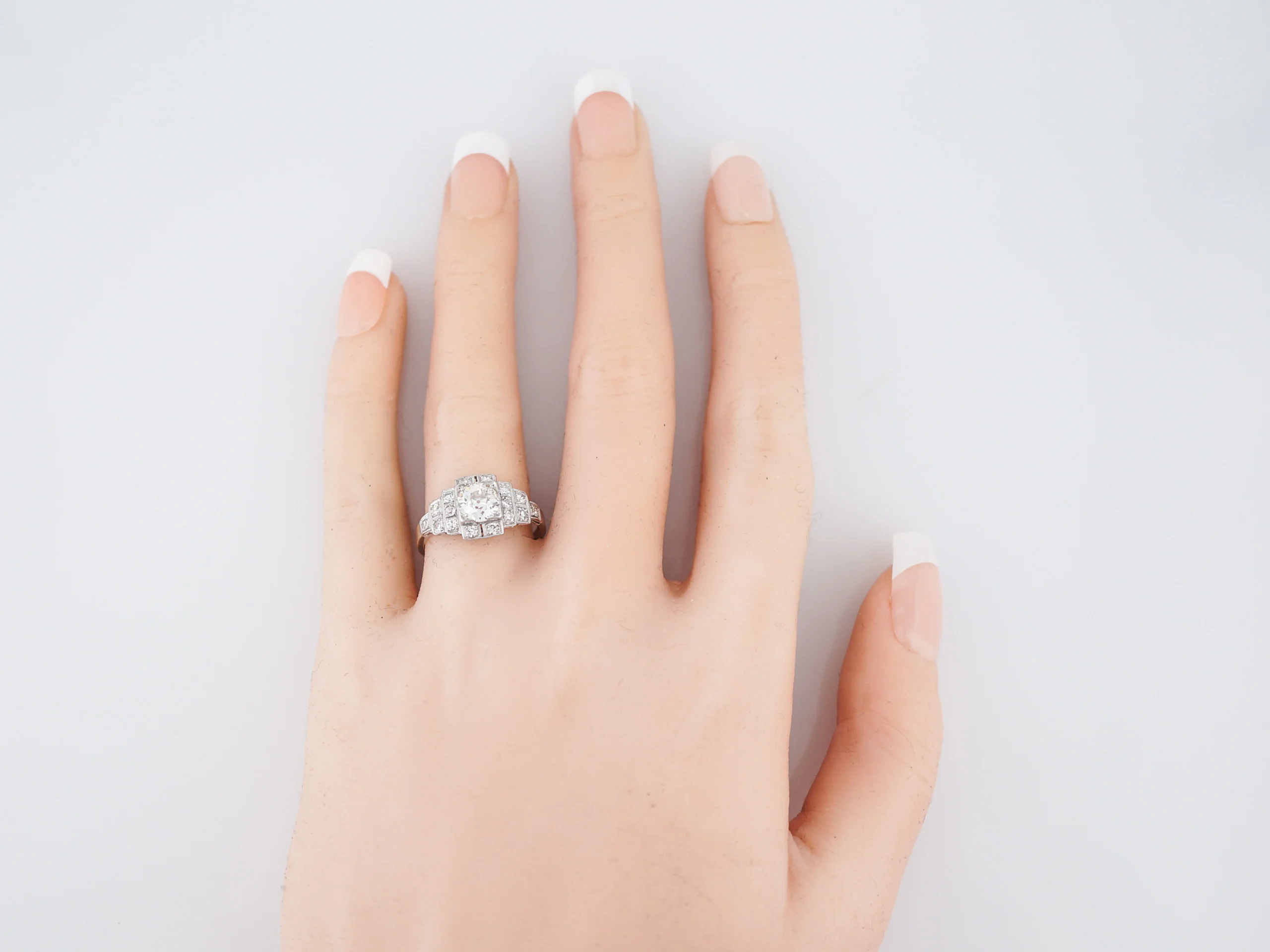 Antique Engagement Ring Art Deco .90 Old European Cut Diamond in Platinum - Image 5