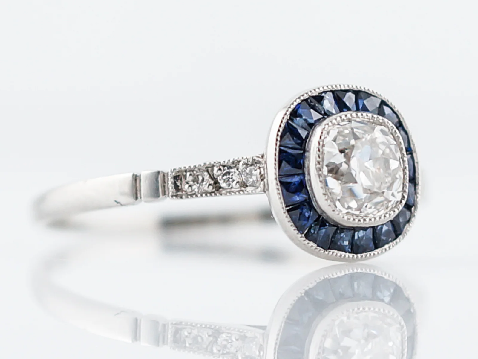 Modern Engagement Ring .55 Old Mine Cushion Cut Diamond in Platinum - Image 5