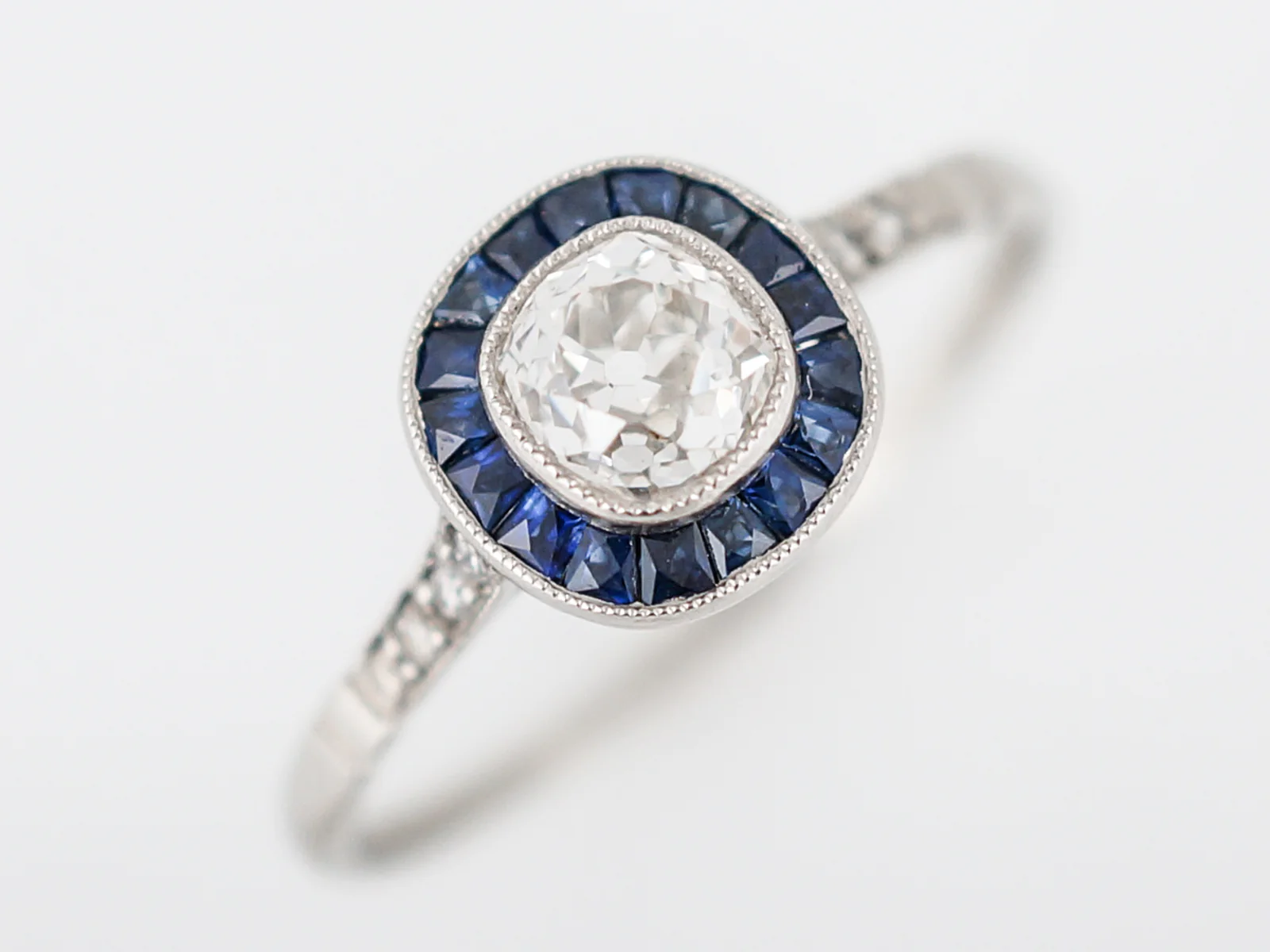 Modern Engagement Ring .55 Old Mine Cushion Cut Diamond in Platinum - Image 6