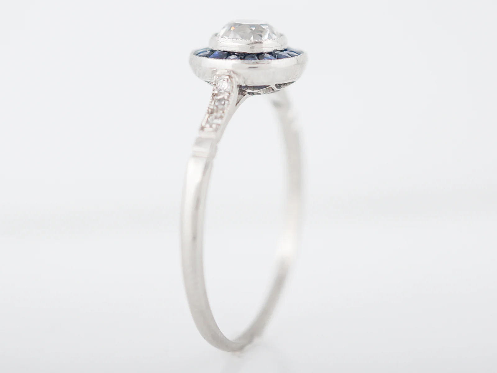 Modern Engagement Ring .55 Old Mine Cushion Cut Diamond in Platinum - Image 7