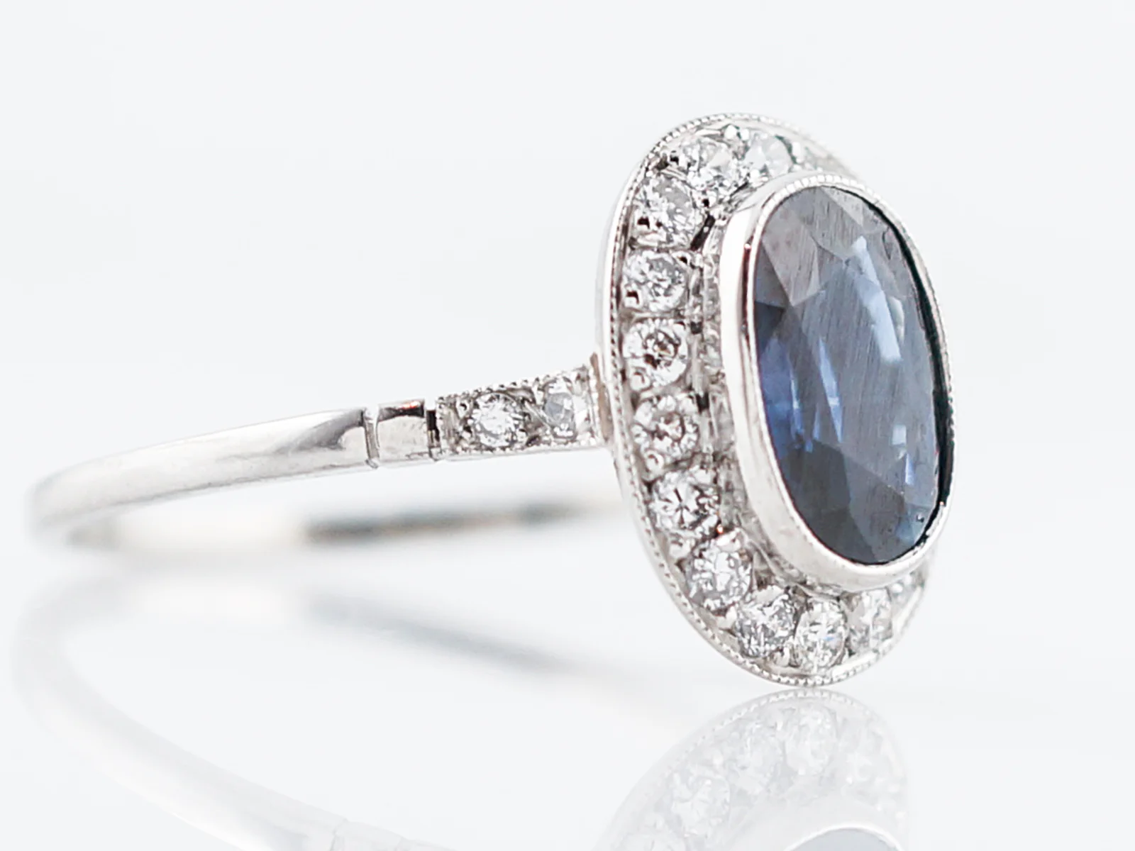 Modern Engagement Ring 1.66 Oval Cut Sapphire in Platinum - Image 3