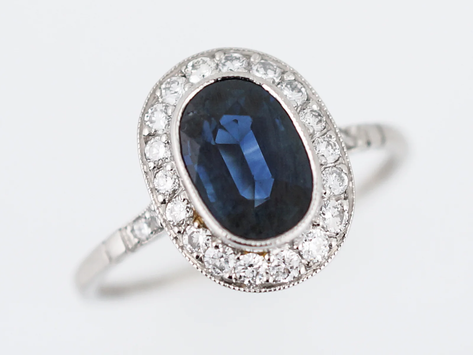 Modern Engagement Ring 1.66 Oval Cut Sapphire in Platinum - Image 4