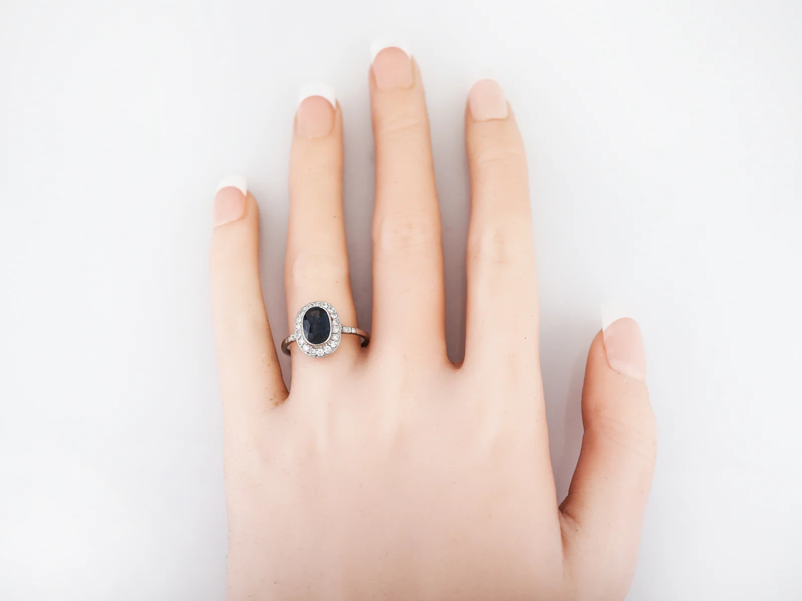 Modern Engagement Ring 1.66 Oval Cut Sapphire in Platinum - Image 7