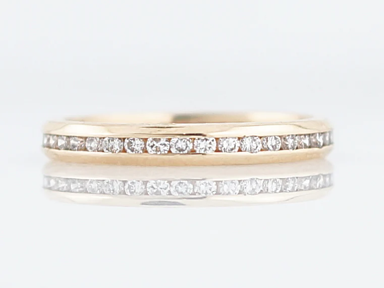 Modern Eternity Wedding Band .38 Round Brilliant Cut Diamonds in 14k Yellow Gold