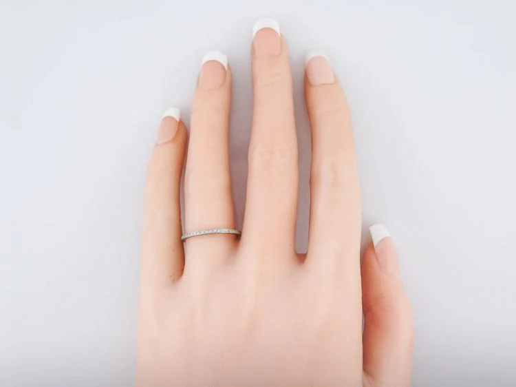 Modern Eternity Wedding Band Art Deco Style .21 Round Brilliant Cut Diamonds in Platinum - Image 4