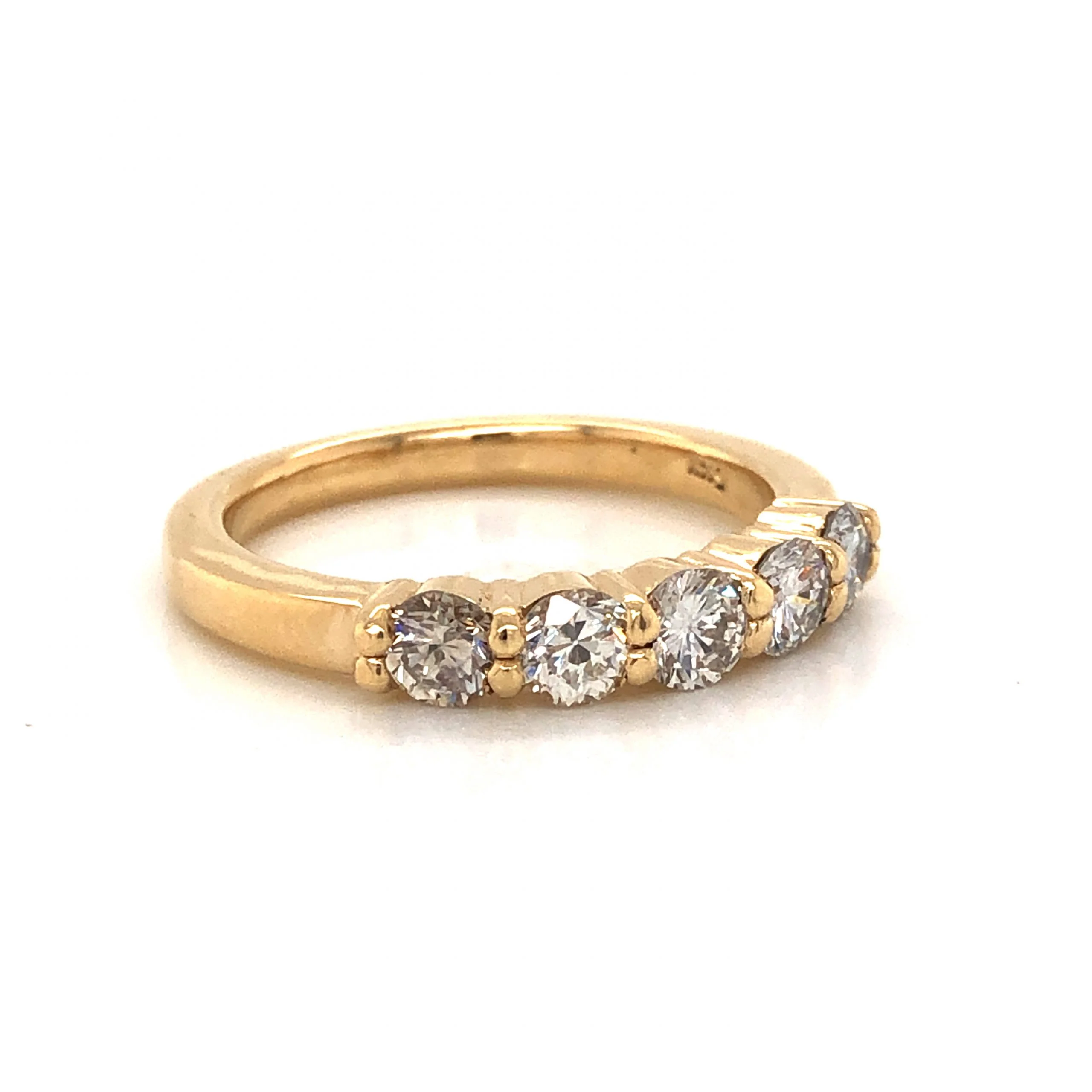 Modern Five Stone Diamond Wedding Band in 14k Yellow Gold - Image 3
