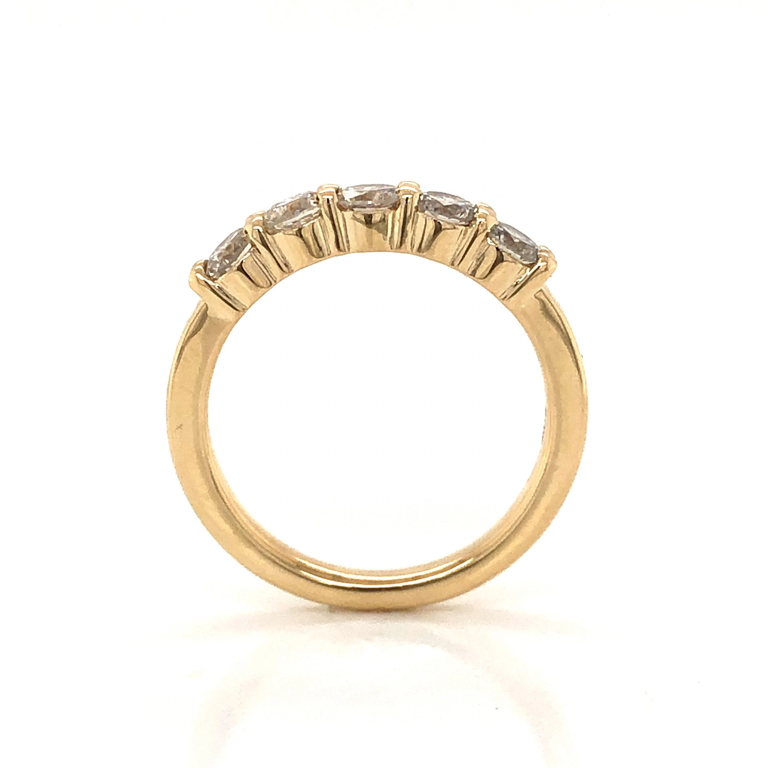 Modern Five Stone Diamond Wedding Band in 14k Yellow Gold - Image 4
