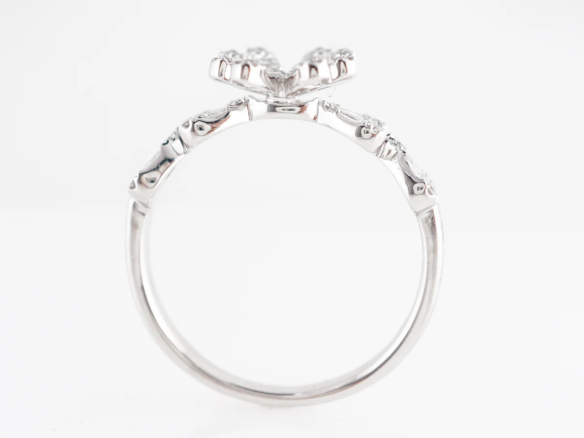 Modern Flower Ring w/ Diamonds in 18k White Gold - Image 4