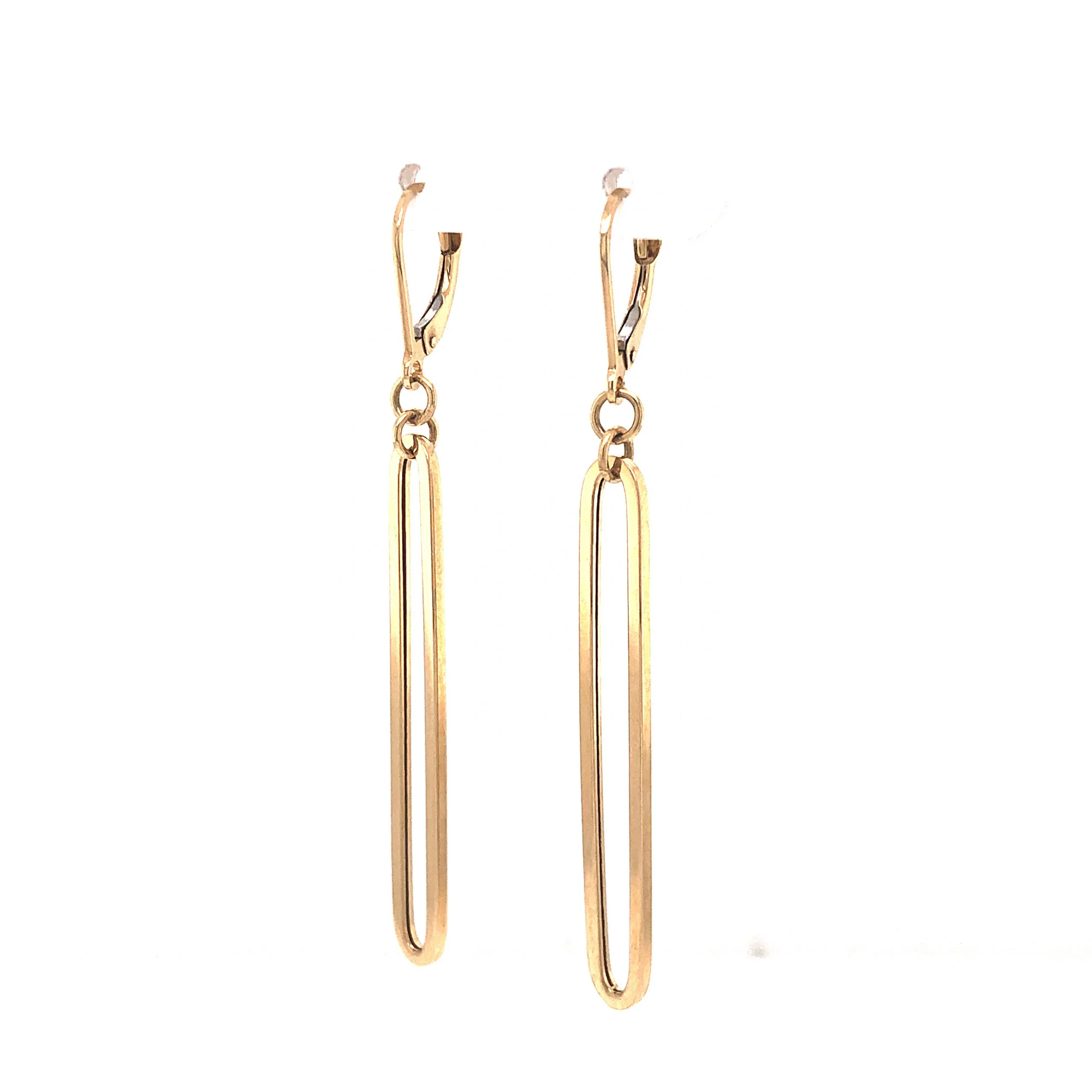 Modern Geometric Drop Earrings in 14k Yellow Gold - Image 2