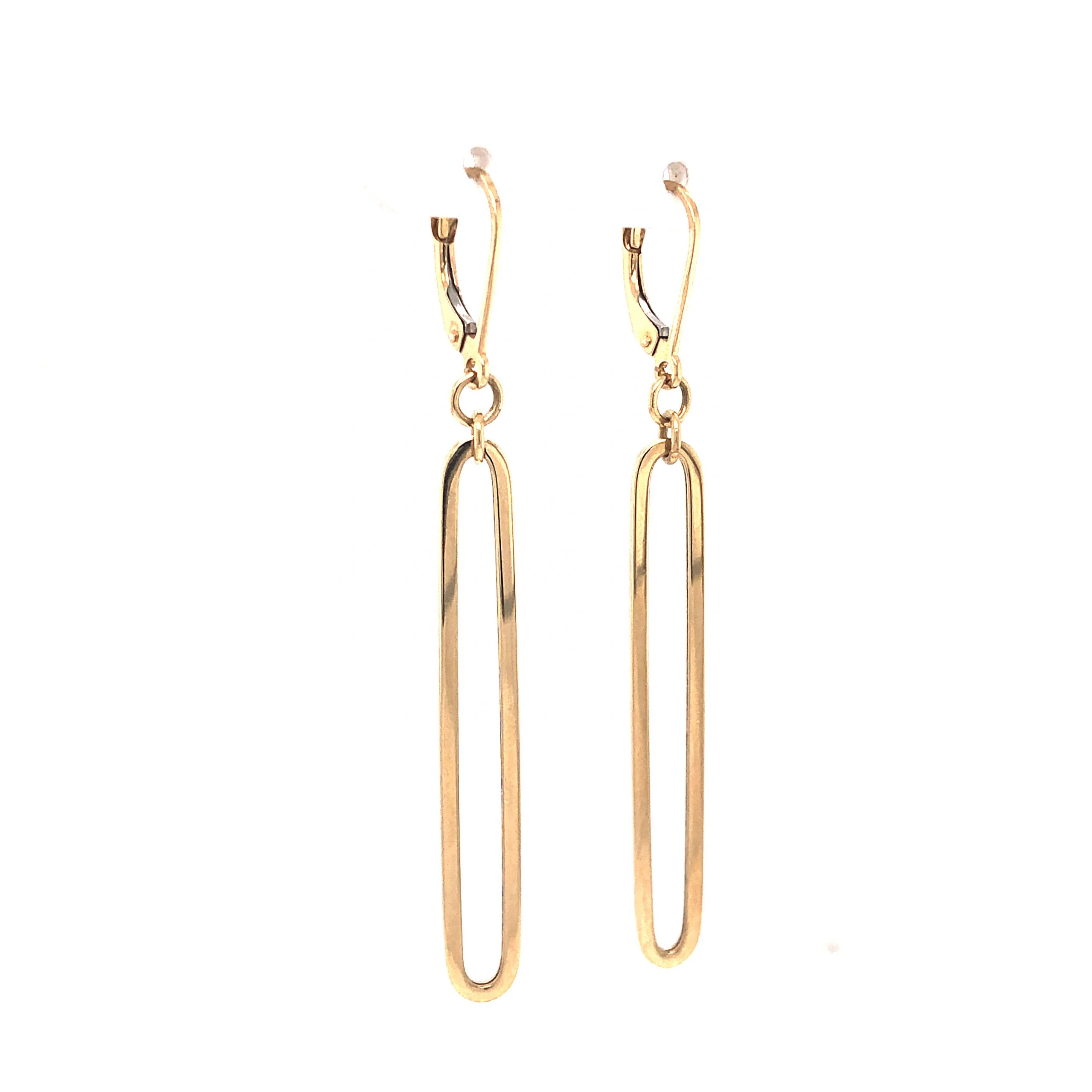 Modern Geometric Drop Earrings in 14k Yellow Gold - Image 3