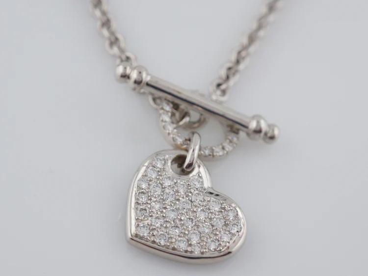 Modern Heart Necklace 1.52 Round Brilliant Cut Diamonds in 18k White Gold - Image 3