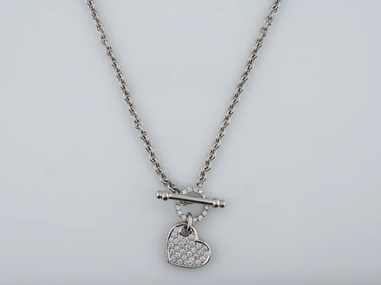 Modern Heart Necklace 1.52 Round Brilliant Cut Diamonds in 18k White Gold - Image 4