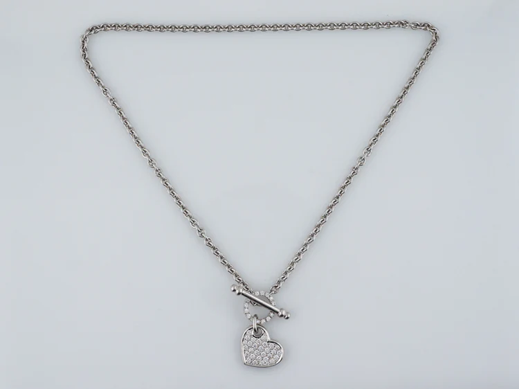 Modern Heart Necklace 1.52 Round Brilliant Cut Diamonds in 18k White Gold - Image 5
