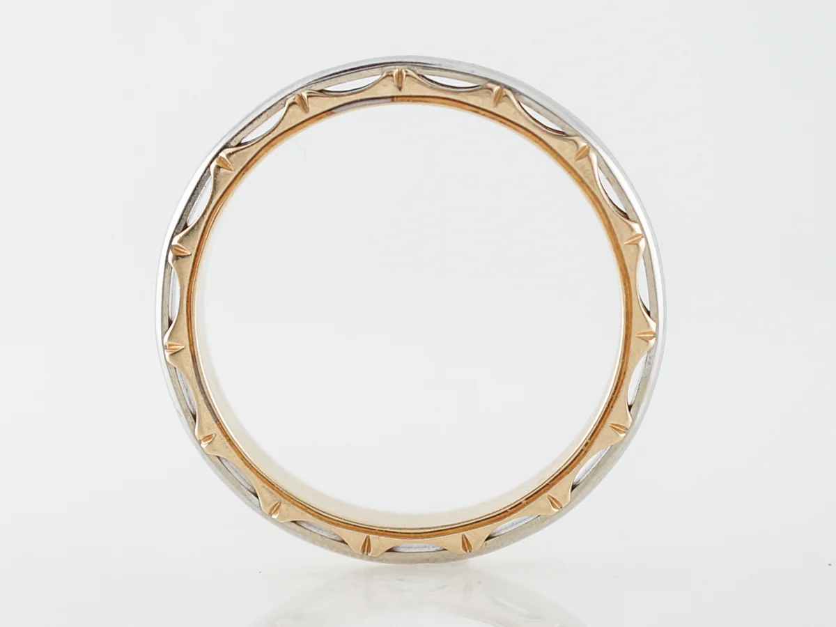 Men's Wedding Band Modern in 14k Yellow & White Gold - Image 2