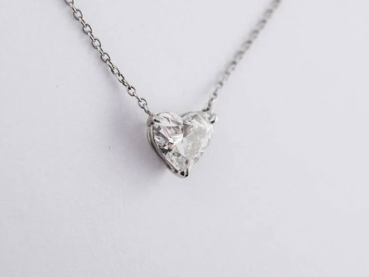 Modern Necklace 1.59 Heart Cut Diamond in Platinum - Image 2