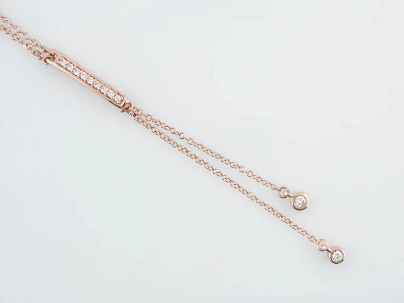 Modern Necklace .26 Round Brilliant Cut Diamonds in 14k Rose Gold - Image 3
