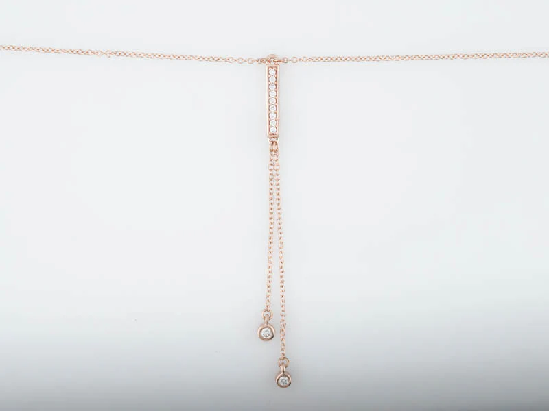 Modern Necklace .26 Round Brilliant Cut Diamonds in 14k Rose Gold - Image 4