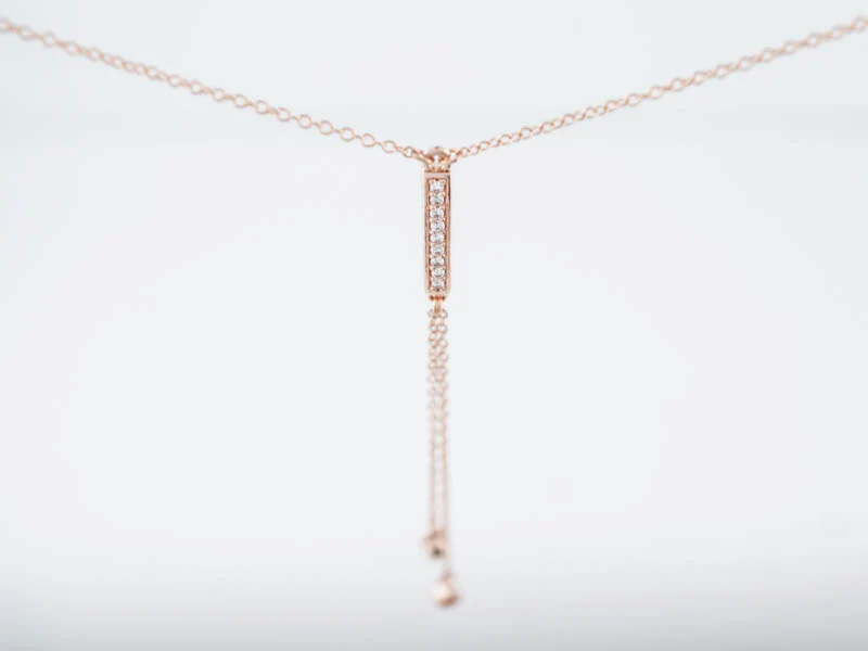 Modern Necklace .26 Round Brilliant Cut Diamonds in 14k Rose Gold - Image 5