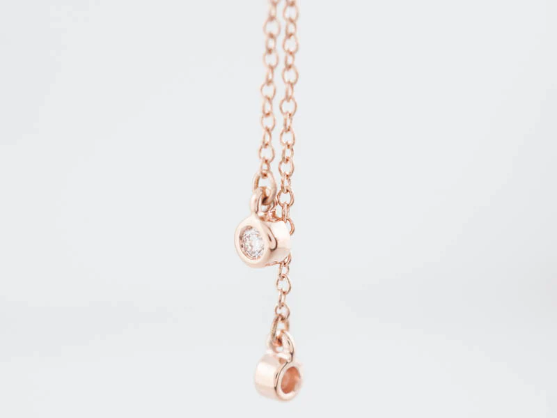 Modern Necklace .26 Round Brilliant Cut Diamonds in 14k Rose Gold - Image 6