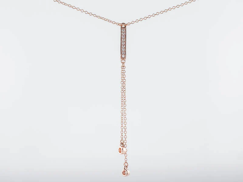 Modern Necklace .26 Round Brilliant Cut Diamonds in 14k Rose Gold - Image 7