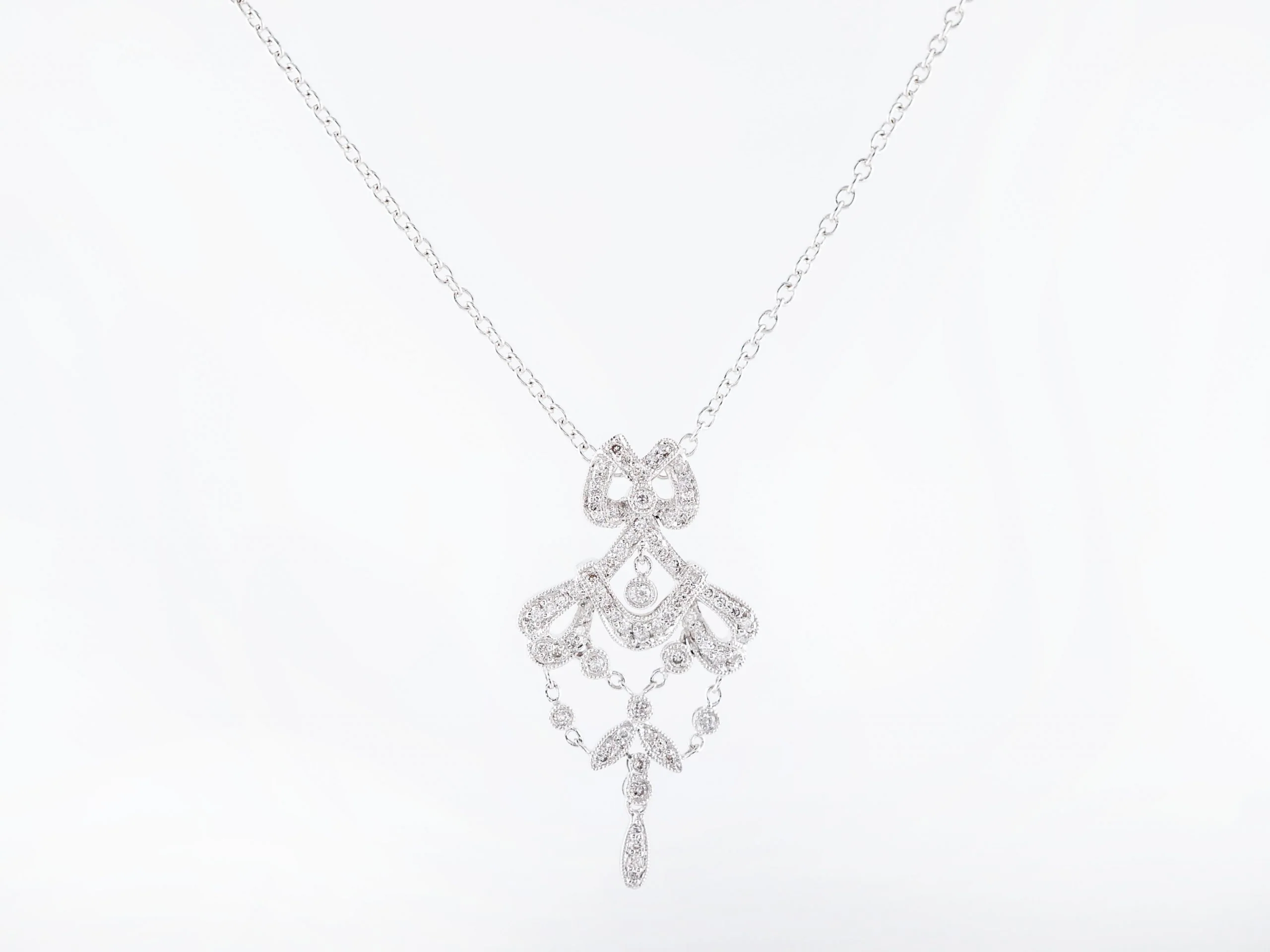 Modern Necklace .39 Round Brilliant Cut Diamonds in 14k White Gold - Image 2