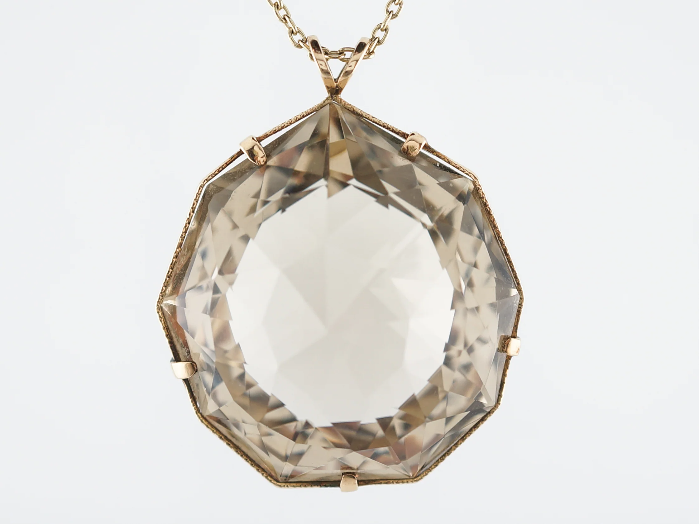 Modern Necklace 85 Carat Briolette Cut Smokey Quartz in 14k Yellow Gold - Image 2