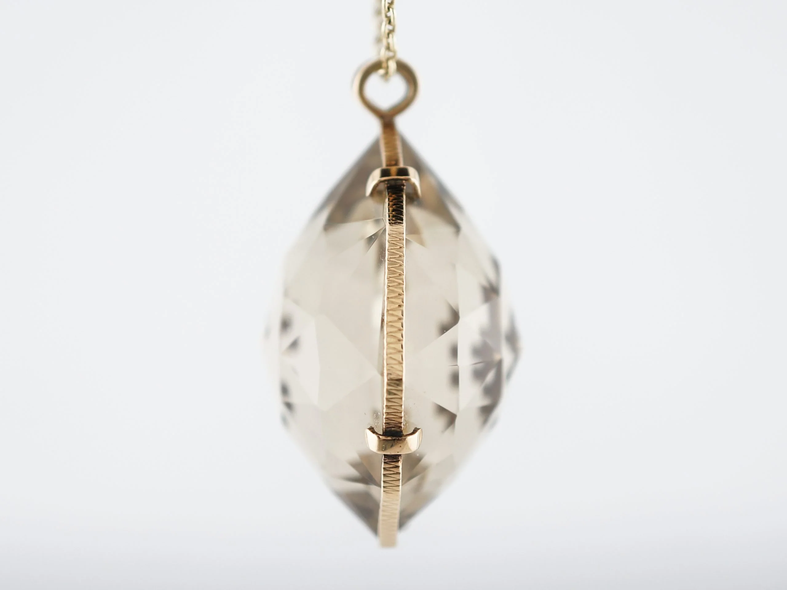 Modern Necklace 85 Carat Briolette Cut Smokey Quartz in 14k Yellow Gold - Image 4