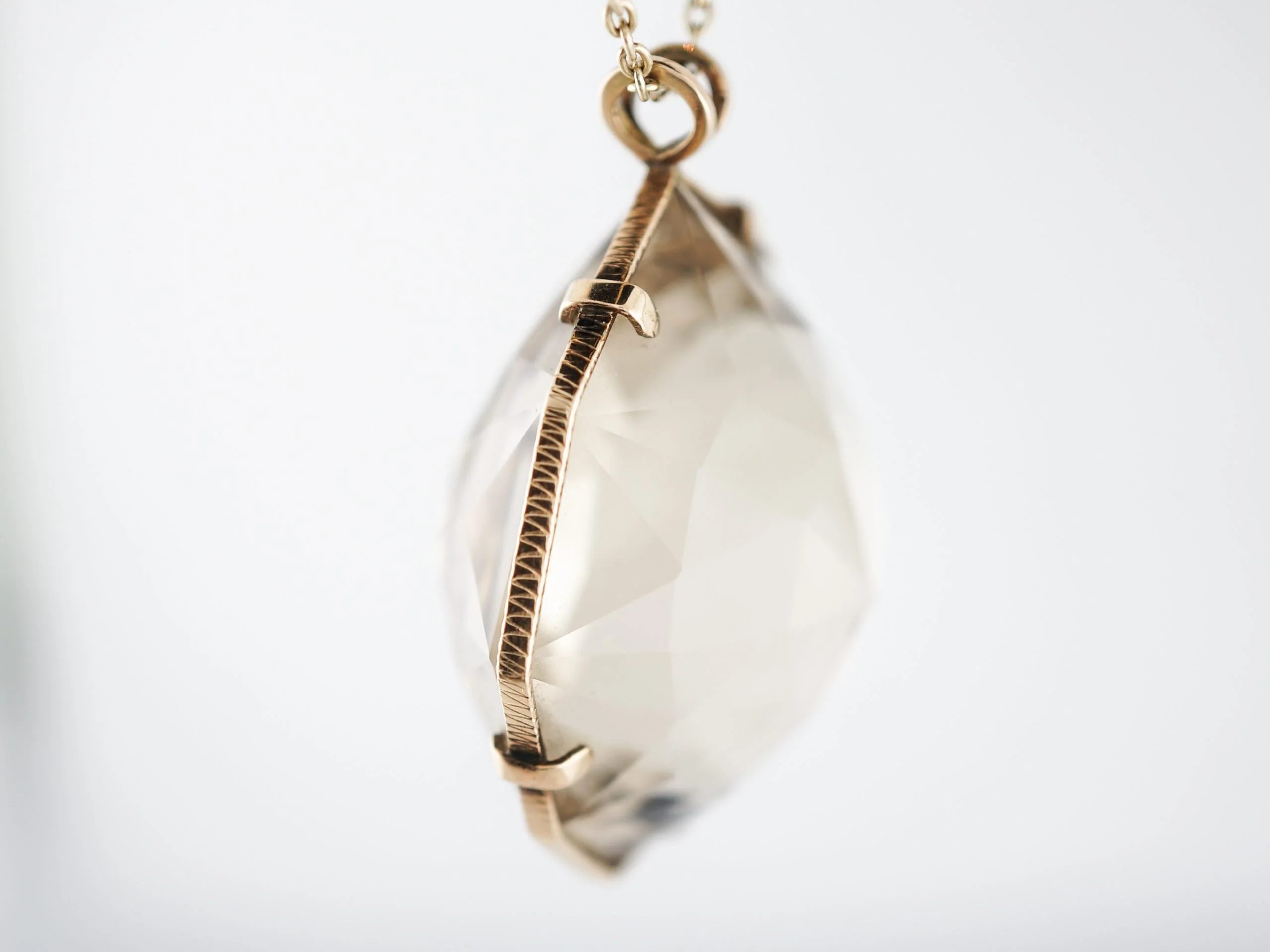 Modern Necklace 85 Carat Briolette Cut Smokey Quartz in 14k Yellow Gold - Image 5
