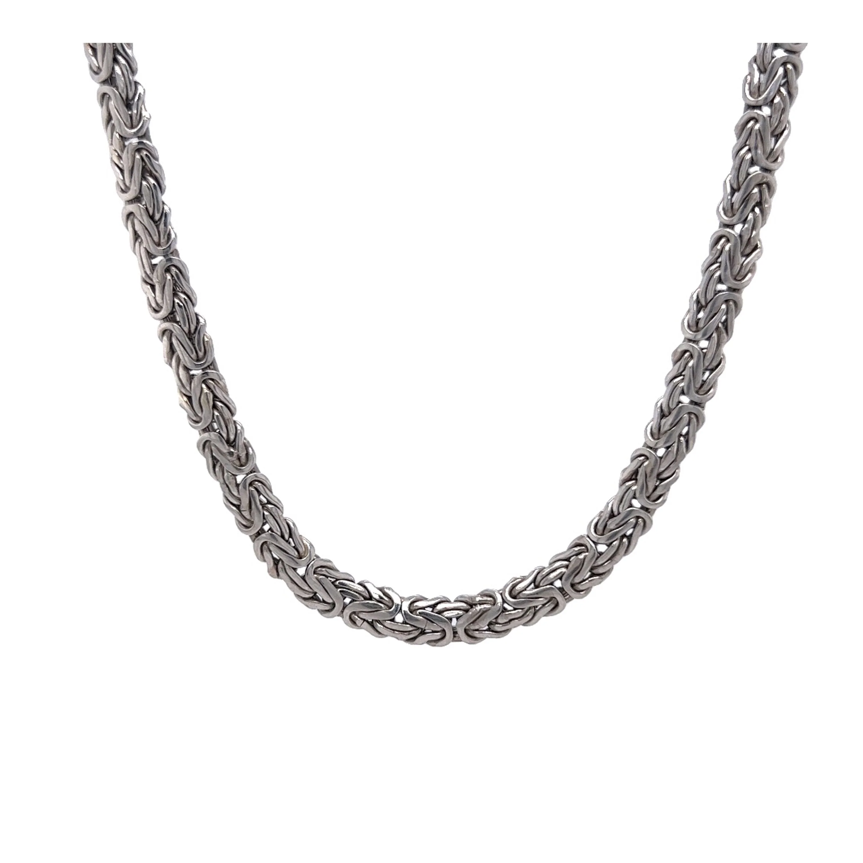 Modern Necklace Woven Chain in Platinum