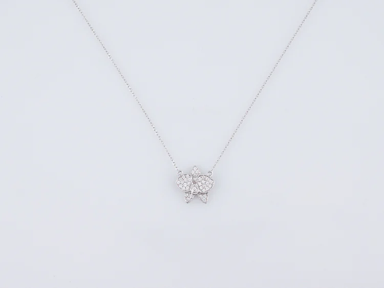 Modern Orchid Necklace .21 Round Brilliant Cut Diamonds in 14k White Gold - Image 2
