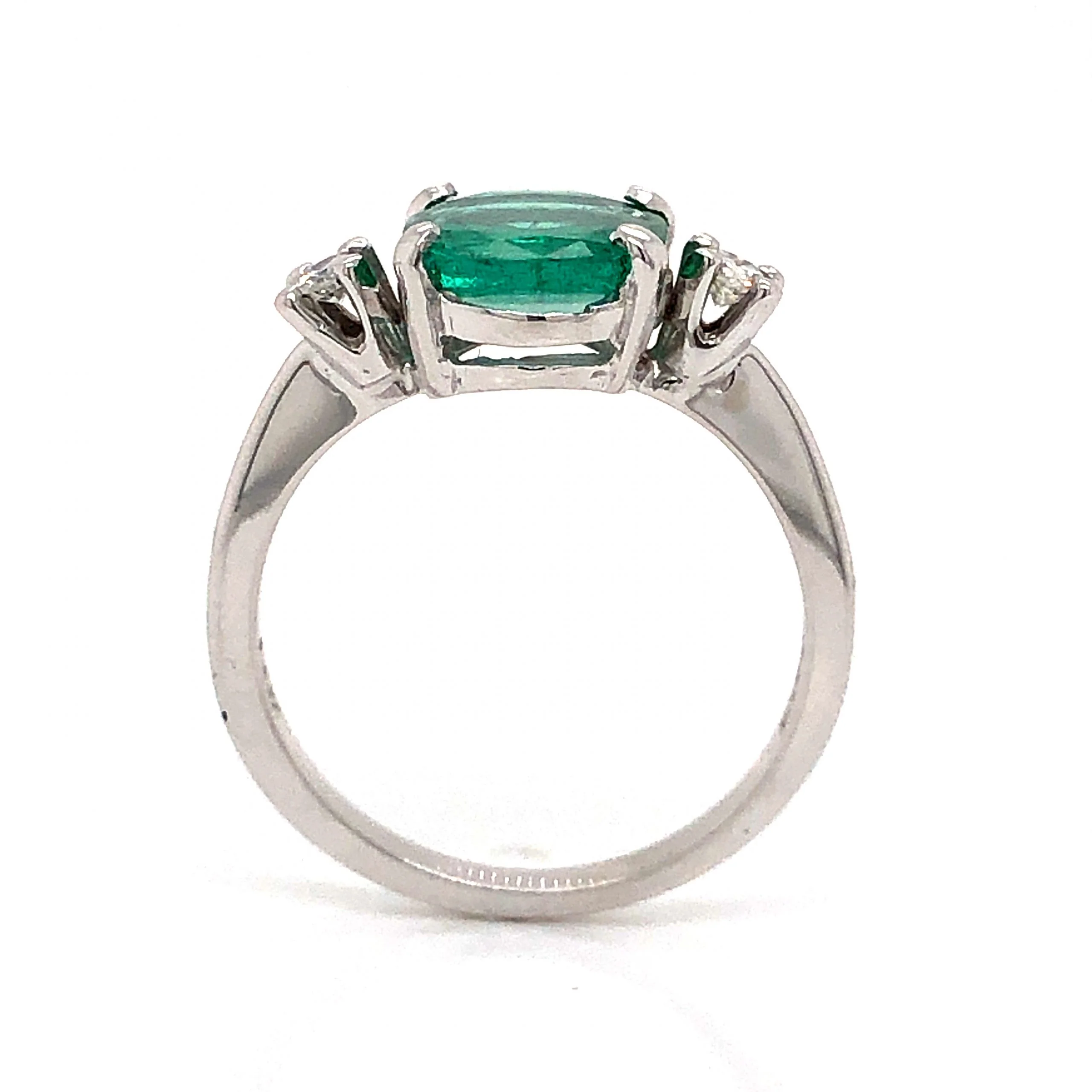 Modern Oval Cut Emerald Ring in 14k White Gold - Image 4