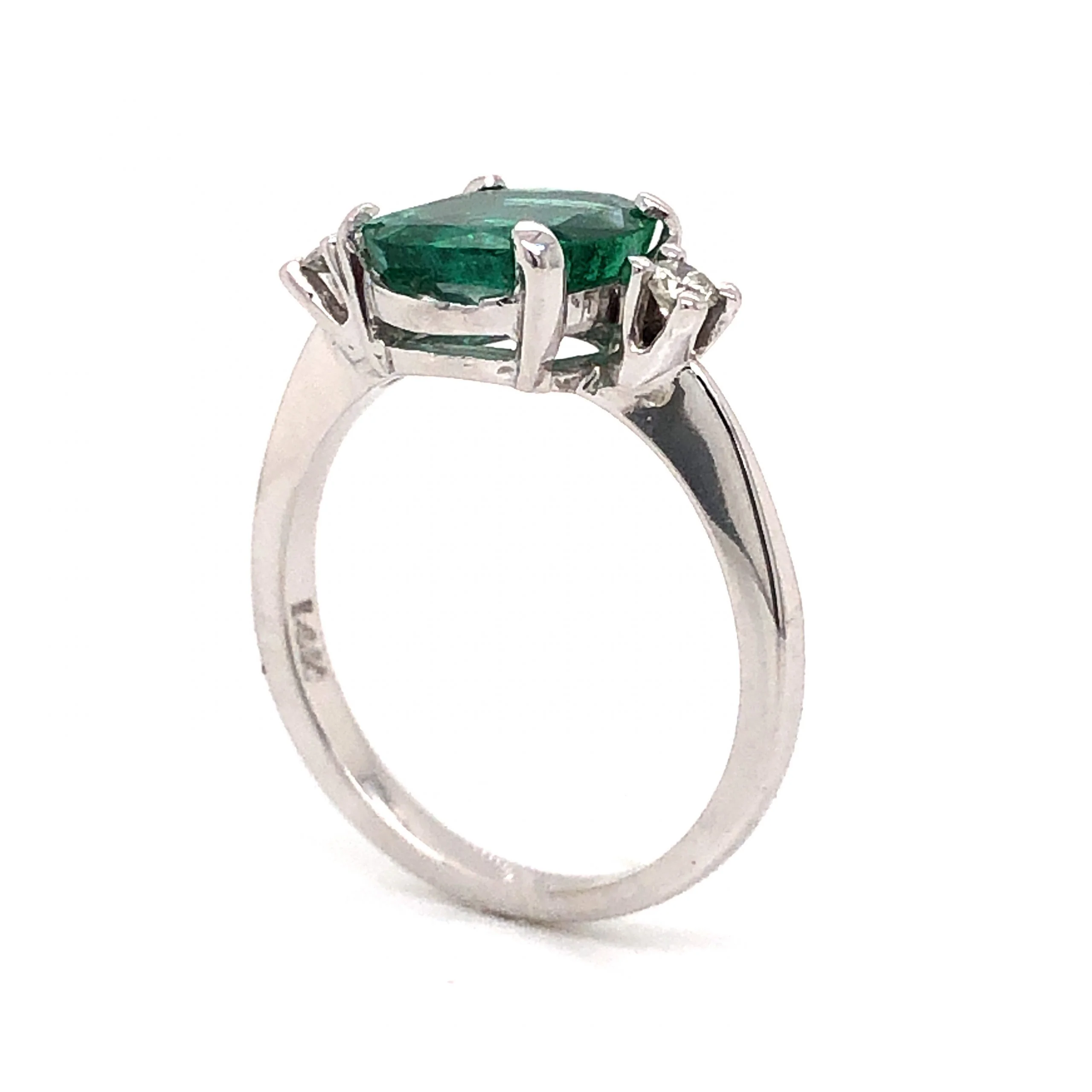 Modern Oval Cut Emerald Ring in 14k White Gold - Image 5