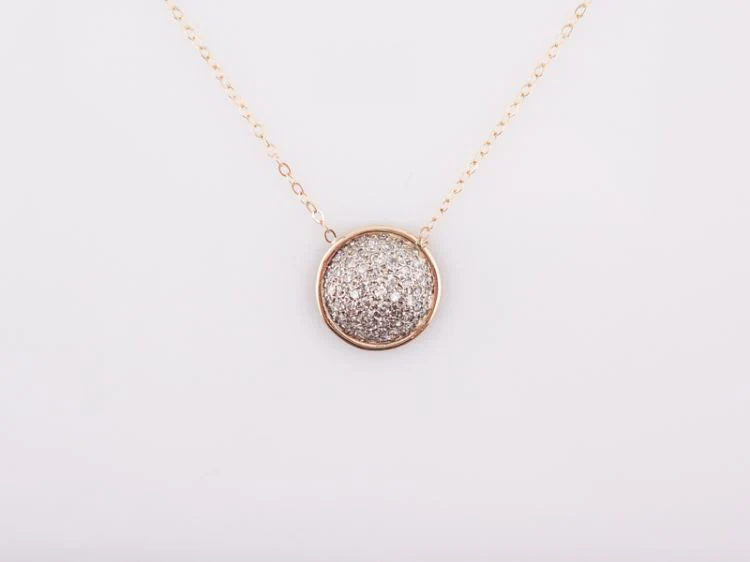 Modern Pave Pendant .62 Single Cut Diamonds in 14k Yellow Gold