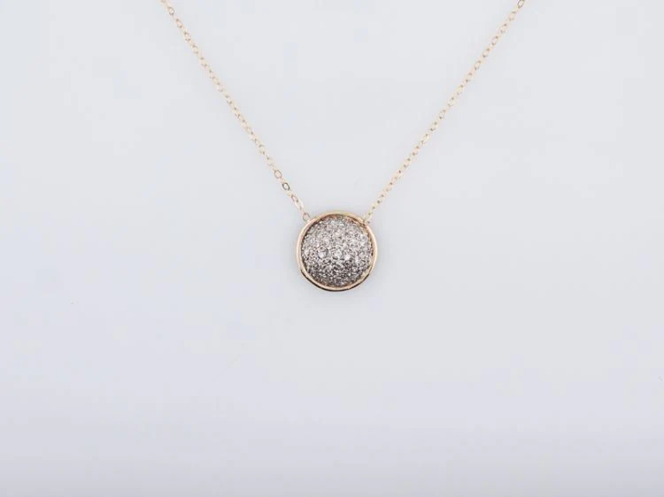 Modern Pave Pendant .62 Single Cut Diamonds in 14k Yellow Gold - Image 6