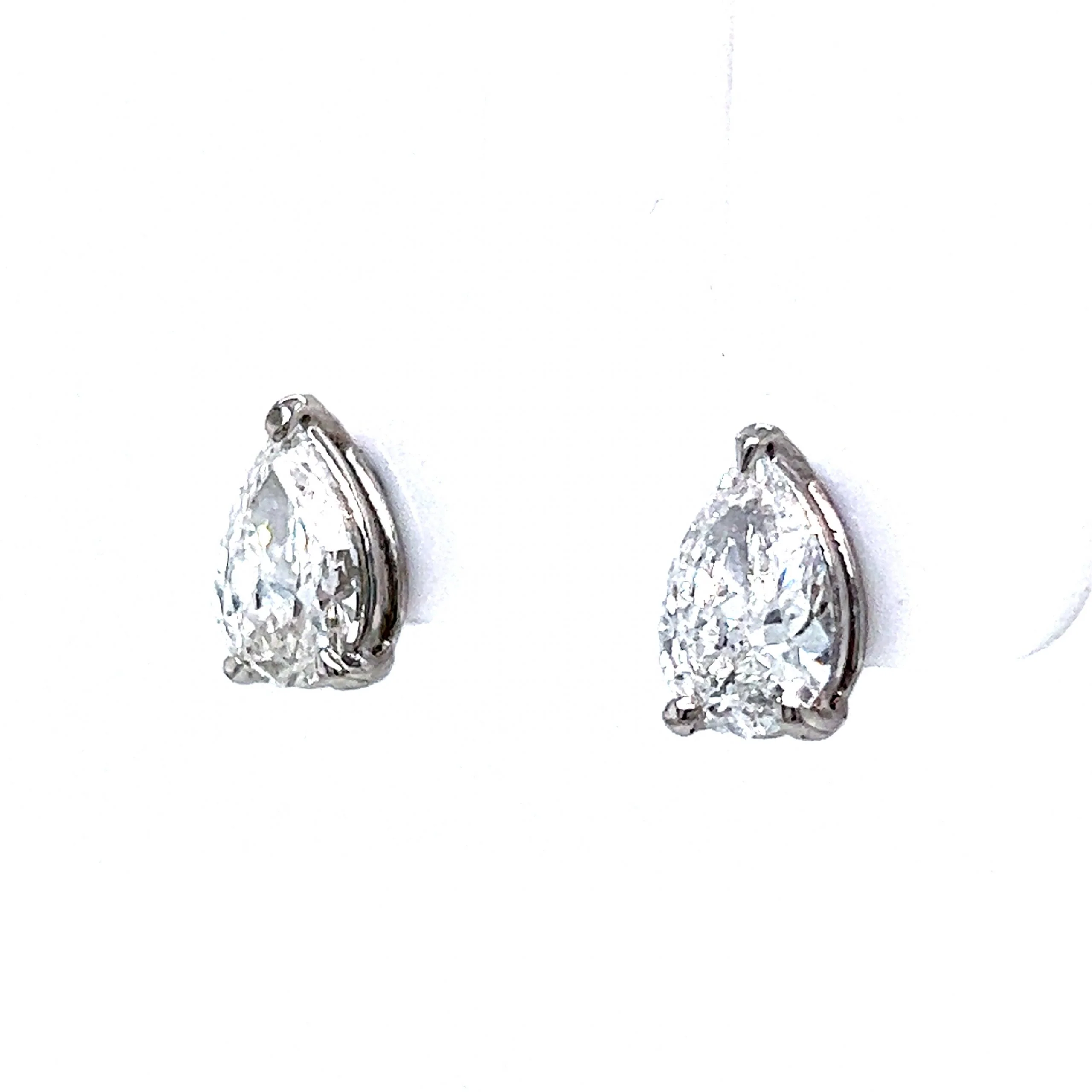 Modern Pear Cut Diamond Stud Earrings in 14k White Gold - Image 2