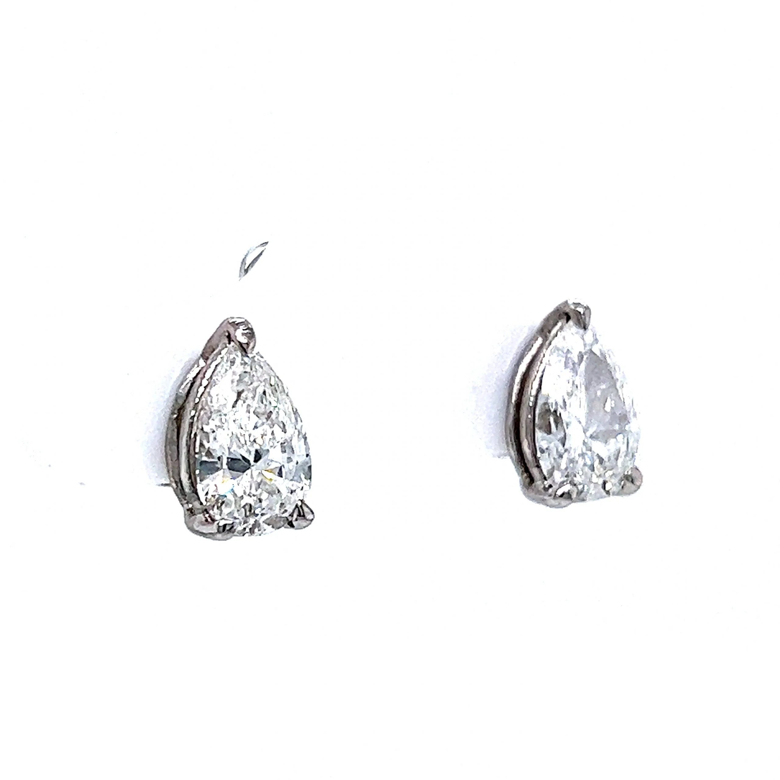 Modern Pear Cut Diamond Stud Earrings in 14k White Gold - Image 3