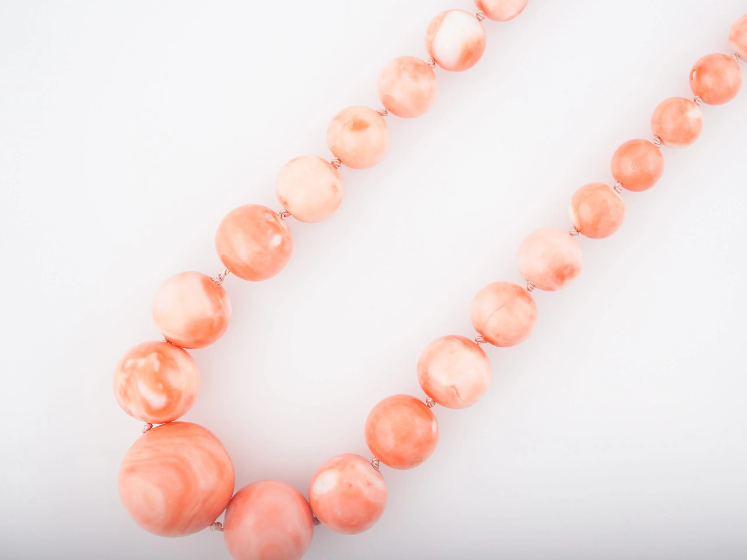 Modern Pink Coral Carved Bead Necklace - Image 4