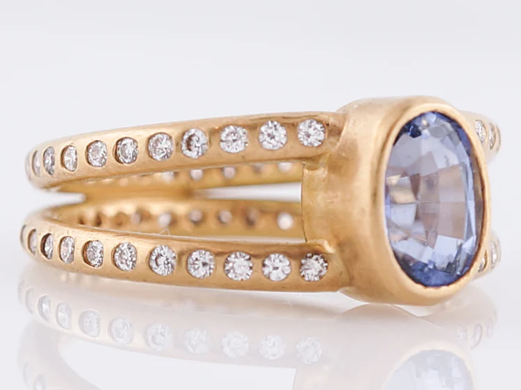Modern Reinstein Ross Light Dance Ring 1.50 Oval Cut Sapphire in 20k Yellow Gold - Image 2