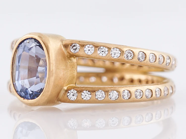 Modern Reinstein Ross Light Dance Ring 1.50 Oval Cut Sapphire in 20k Yellow Gold - Image 3
