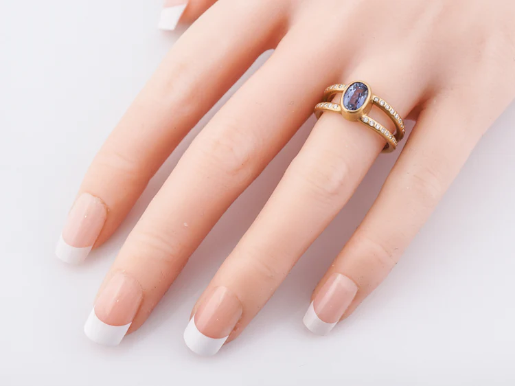 Modern Reinstein Ross Light Dance Ring 1.50 Oval Cut Sapphire in 20k Yellow Gold - Image 6
