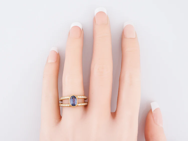 Modern Reinstein Ross Light Dance Ring 1.50 Oval Cut Sapphire in 20k Yellow Gold - Image 7