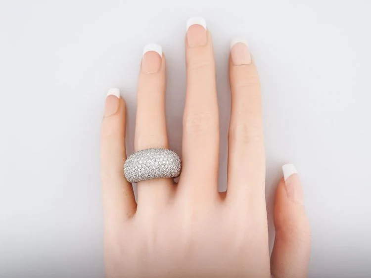 Modern Right Hand Ring 1.58 Round Brilliant Cut Diamonds in 18k White Gold - Image 5