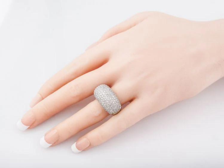 Modern Right Hand Ring 1.58 Round Brilliant Cut Diamonds in 18k White Gold - Image 6