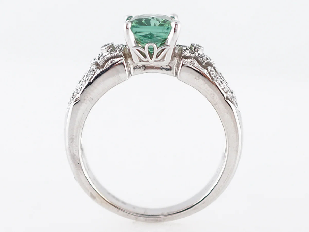 Modern Right Hand Ring 1.59 Emerald Cut Green Tourmaline in 18k White Gold - Image 4