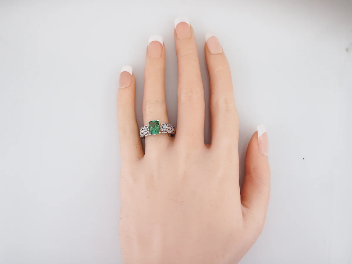Modern Right Hand Ring 1.59 Emerald Cut Green Tourmaline in 18k White Gold - Image 7
