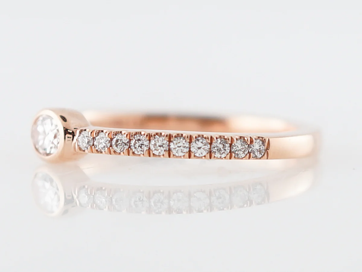 Engagement Ring Modern .15 Oval Cut Diamond 14k Rose Gold - Image 2