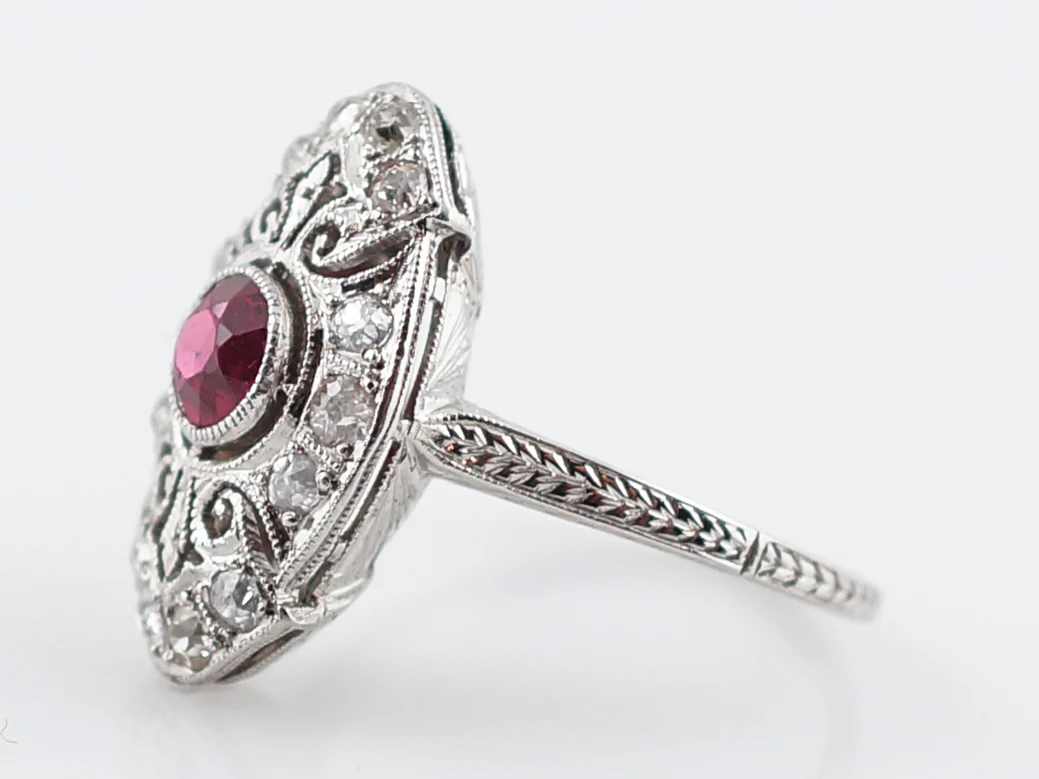 Modern Right Hand Ring .63 Round Cut Ruby in 18k White Gold - Image 2
