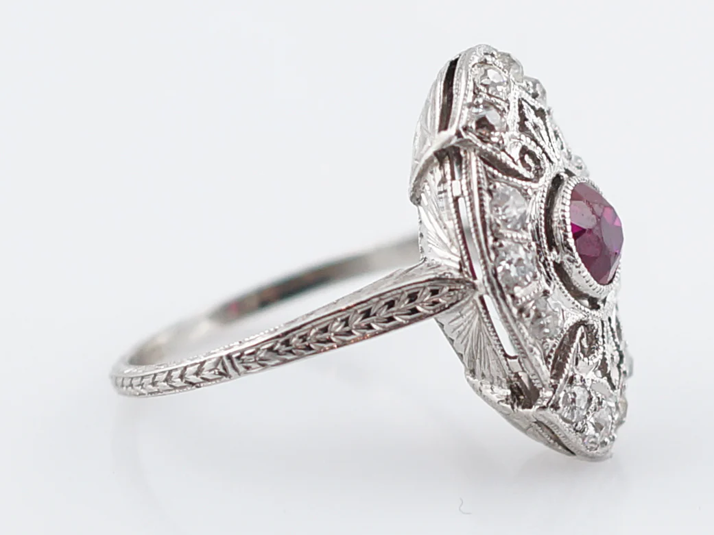 Modern Right Hand Ring .63 Round Cut Ruby in 18k White Gold - Image 3