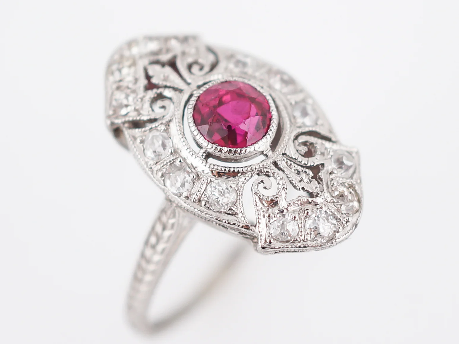 Modern Right Hand Ring .63 Round Cut Ruby in 18k White Gold - Image 4